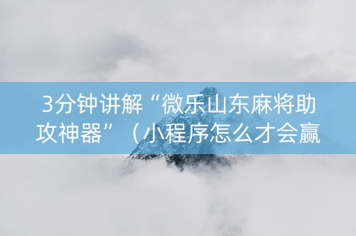 3分钟讲解“微乐山东麻将助攻神器”（小程序怎么才会赢)