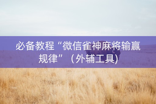 必备教程“微信雀神麻将输赢规律”（外辅工具)