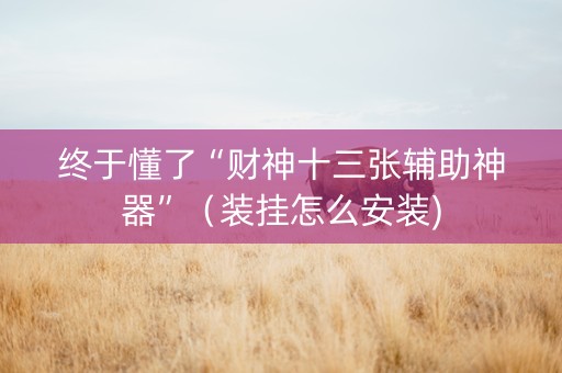 终于懂了“财神十三张辅助神器”（装挂怎么安装)