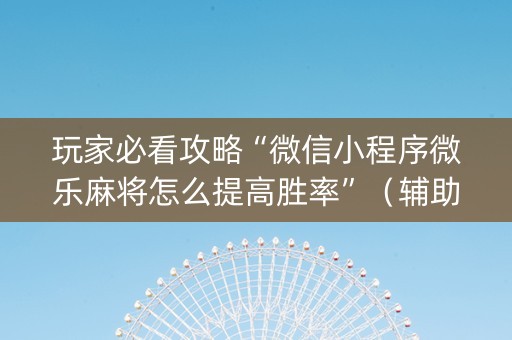 玩家必看攻略“微信小程序微乐麻将怎么提高胜率”（辅助器通用版)