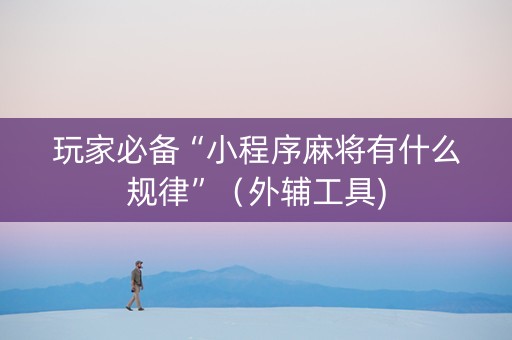 玩家必备“小程序麻将有什么规律”（外辅工具)
