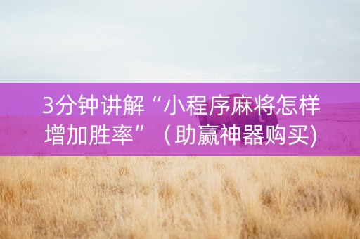 3分钟讲解“小程序麻将怎样增加胜率”（助赢神器购买)