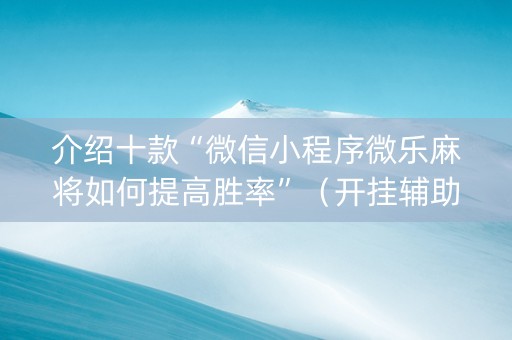 介绍十款“微信小程序微乐麻将如何提高胜率”（开挂辅助插件)