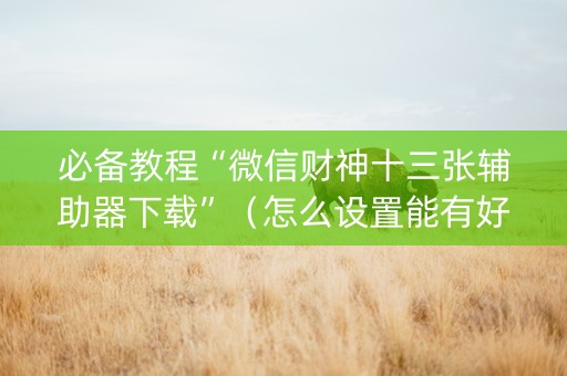 必备教程“微信财神十三张辅助器下载”（怎么设置能有好牌)