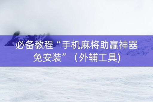 必备教程“手机麻将助赢神器免安装”（外辅工具)