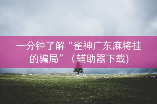 一分钟了解“雀神广东麻将挂的骗局”（辅助器下载)