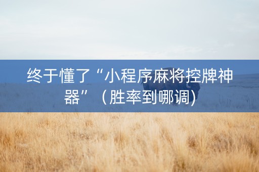 终于懂了“小程序麻将控牌神器”（胜率到哪调)