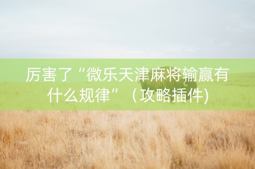 厉害了“微乐天津麻将输赢有什么规律”（攻略插件)