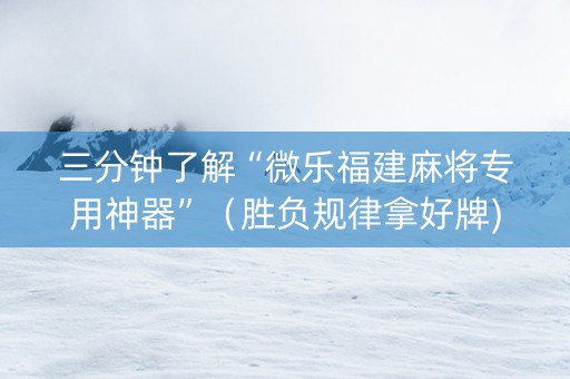 三分钟了解“微乐福建麻将专用神器”（胜负规律拿好牌)