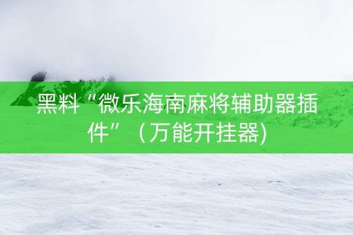 黑料“微乐海南麻将辅助器插件”（万能开挂器)