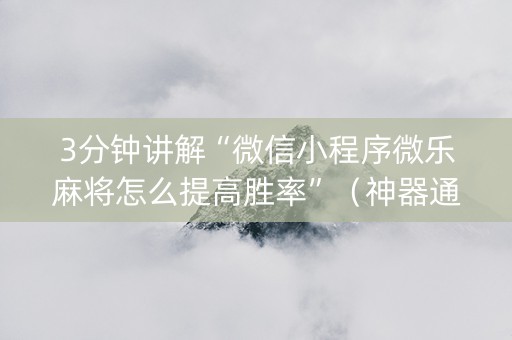 3分钟讲解“微信小程序微乐麻将怎么提高胜率”（神器通用版)