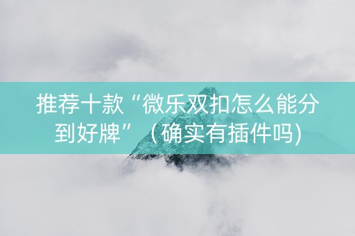 推荐十款“微乐双扣怎么能分到好牌”（确实有插件吗)