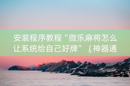 安装程序教程“微乐麻将怎么让系统给自己好牌”（神器通用版)