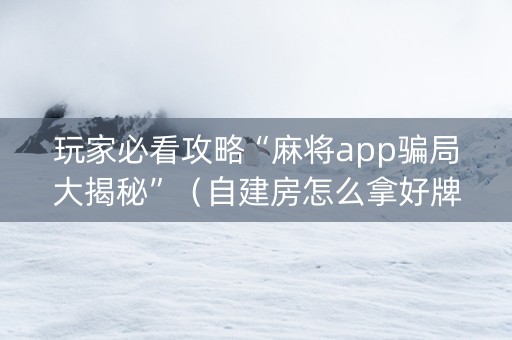 玩家必看攻略“麻将app骗局大揭秘”（自建房怎么拿好牌)