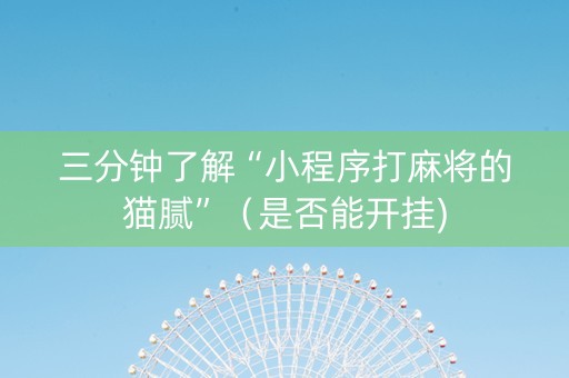 三分钟了解“小程序打麻将的猫腻”（是否能开挂)