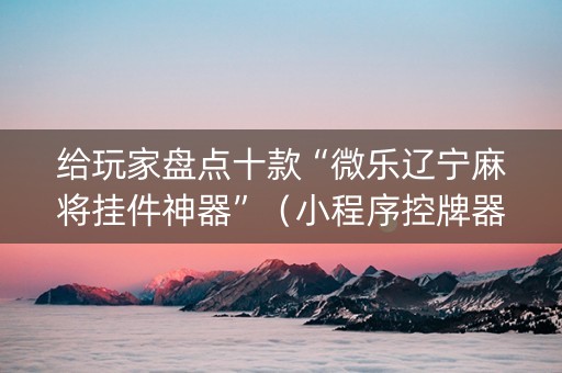 给玩家盘点十款“微乐辽宁麻将挂件神器”（小程序控牌器)