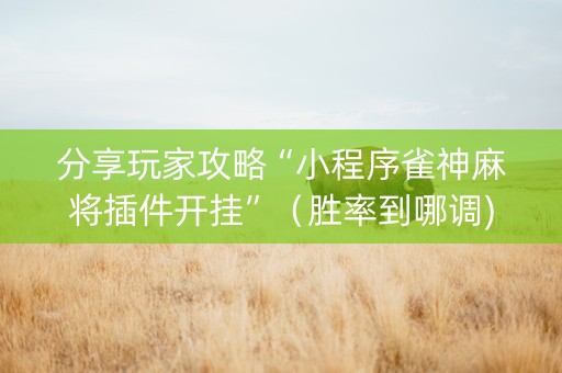 分享玩家攻略“小程序雀神麻将插件开挂”（胜率到哪调)