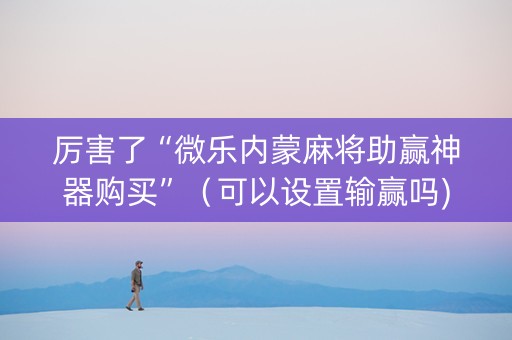 厉害了“微乐内蒙麻将助赢神器购买”（可以设置输赢吗)