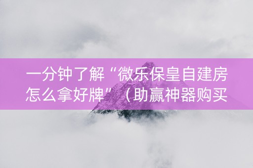一分钟了解“微乐保皇自建房怎么拿好牌”（助赢神器购买)