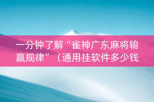 一分钟了解“雀神广东麻将输赢规律”（通用挂软件多少钱)