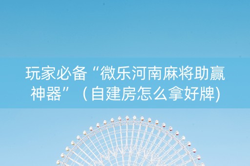 玩家必备“微乐河南麻将助赢神器”（自建房怎么拿好牌)