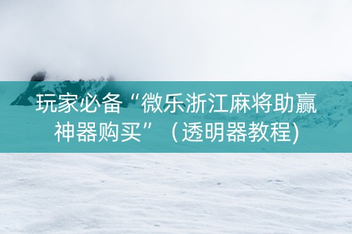 玩家必备“微乐浙江麻将助赢神器购买”（透明器教程)