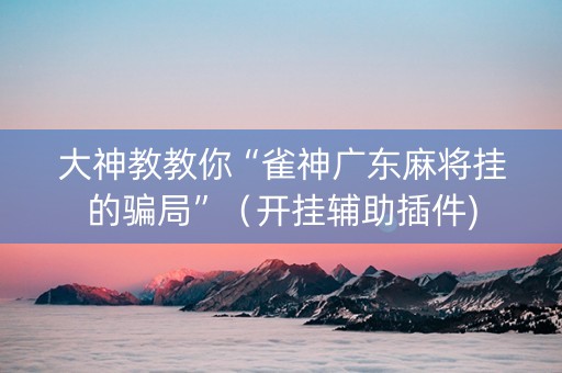 大神教教你“雀神广东麻将挂的骗局”（开挂辅助插件)