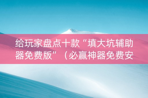给玩家盘点十款“填大坑辅助器免费版”（必赢神器免费安装)