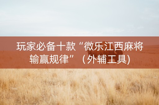 玩家必备十款“微乐江西麻将输赢规律”（外辅工具)