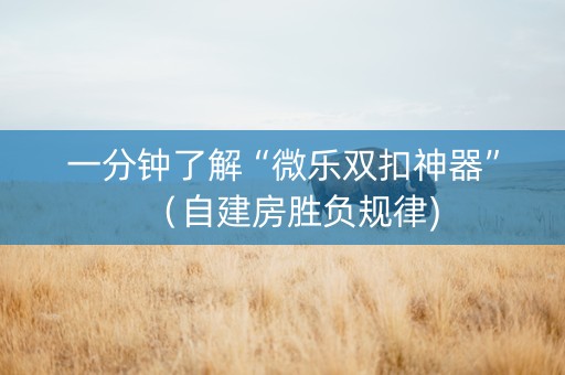 一分钟了解“微乐双扣神器”（自建房胜负规律)