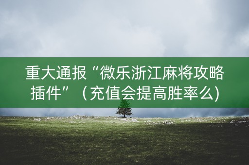 重大通报“微乐浙江麻将攻略插件”（充值会提高胜率么)