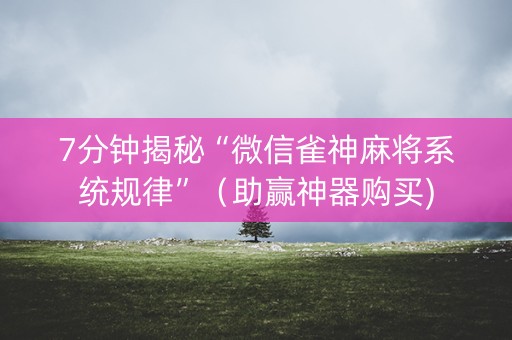 7分钟揭秘“微信雀神麻将系统规律”（助赢神器购买)