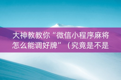 大神教教你“微信小程序麻将怎么能调好牌”（究竟是不是有挂)
