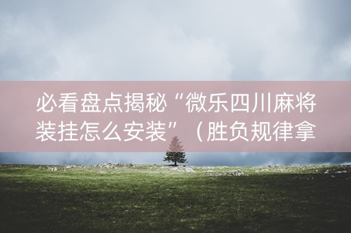 必看盘点揭秘“微乐四川麻将装挂怎么安装”（胜负规律拿好牌)