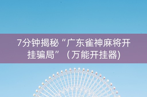 7分钟揭秘“广东雀神麻将开挂骗局”（万能开挂器)
