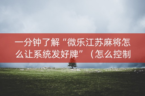一分钟了解“微乐江苏麻将怎么让系统发好牌”（怎么控制输赢)