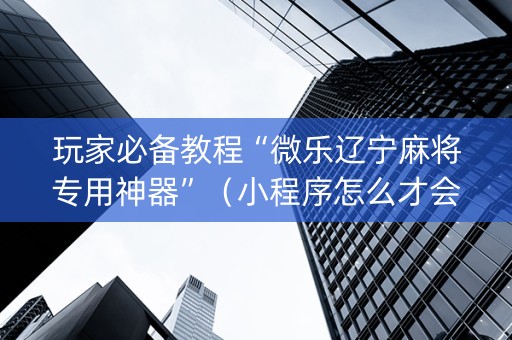 玩家必备教程“微乐辽宁麻将专用神器”（小程序怎么才会赢)
