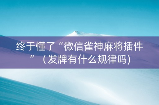 终于懂了“微信雀神麻将插件”（发牌有什么规律吗)