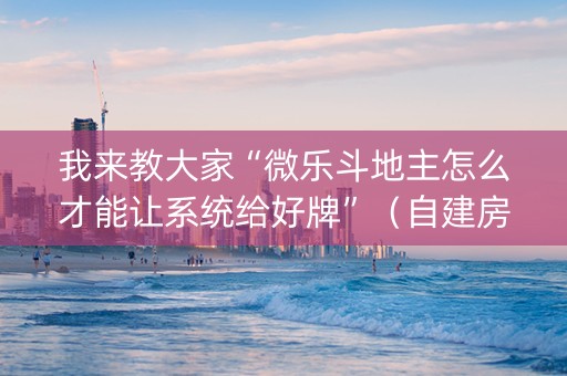 我来教大家“微乐斗地主怎么才能让系统给好牌”（自建房怎么赢)