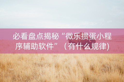 必看盘点揭秘“微乐掼蛋小程序辅助软件”（有什么规律)