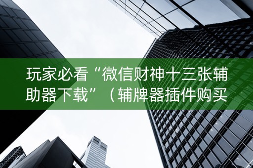玩家必看“微信财神十三张辅助器下载”（辅牌器插件购买)