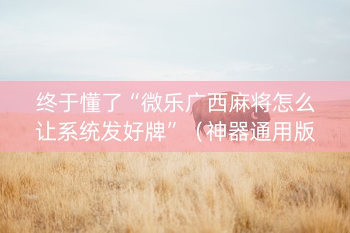 终于懂了“微乐广西麻将怎么让系统发好牌”（神器通用版)