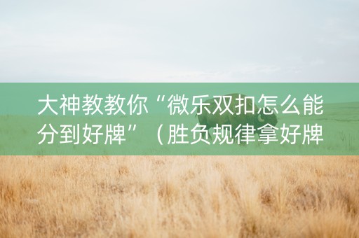 大神教教你“微乐双扣怎么能分到好牌”（胜负规律拿好牌)