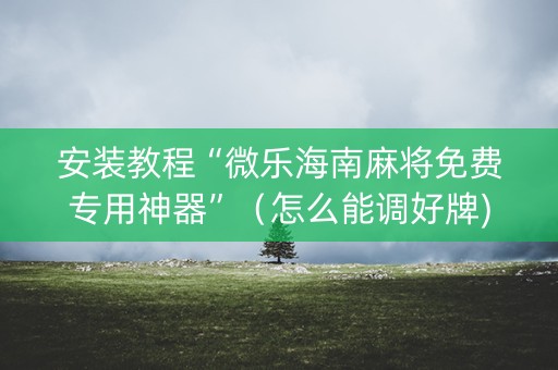 安装教程“微乐海南麻将免费专用神器”（怎么能调好牌)