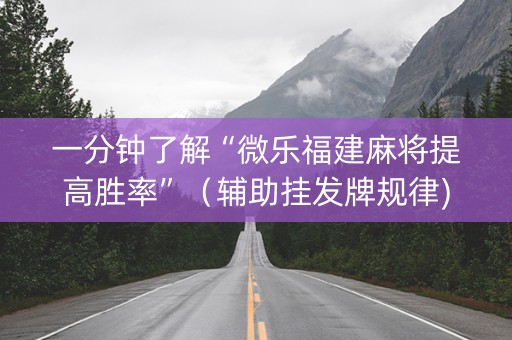 一分钟了解“微乐福建麻将提高胜率”（辅助挂发牌规律)