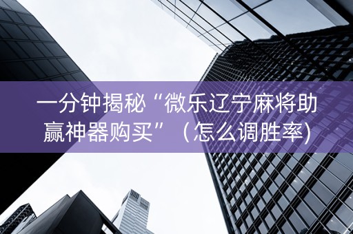 一分钟揭秘“微乐辽宁麻将助赢神器购买”（怎么调胜率)