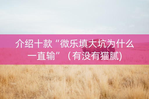介绍十款“微乐填大坑为什么一直输”（有没有猫腻)