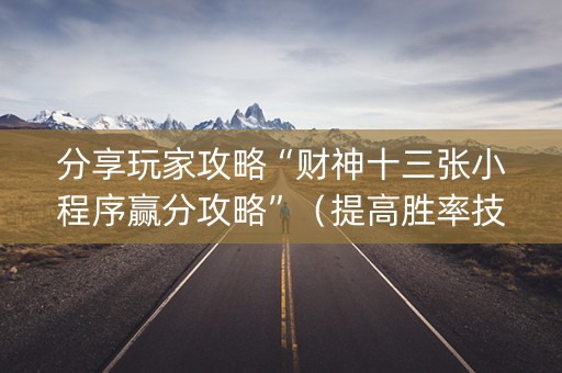 分享玩家攻略“财神十三张小程序赢分攻略”（提高胜率技巧)