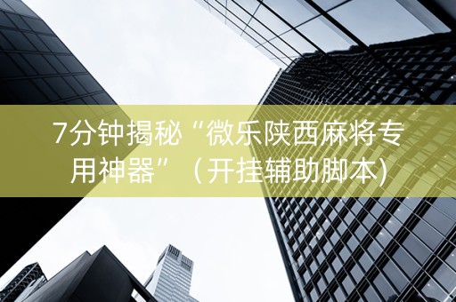 7分钟揭秘“微乐陕西麻将专用神器”（开挂辅助脚本)