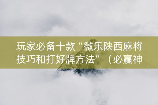 玩家必备十款“微乐陕西麻将技巧和打好牌方法”（必赢神器辅助器)